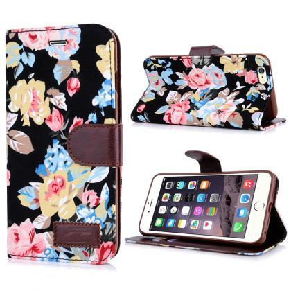 Iphone 4 5 6 Plus Floral Cloth Wallet Case,..