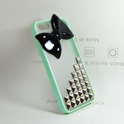 Mint Studded Case A Black Bow For Iphone 4..