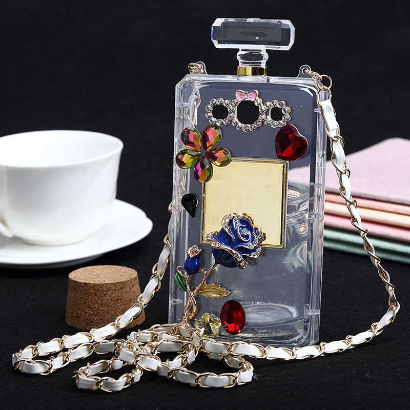 Luxurious Rose Perfume Bottles Case,samsung Galaxy S4 Wallet Case,samsung S5,iphone 4 5 Case,iphone 6 Case, Iphone 6 Plus Case,bling Gems Flowers