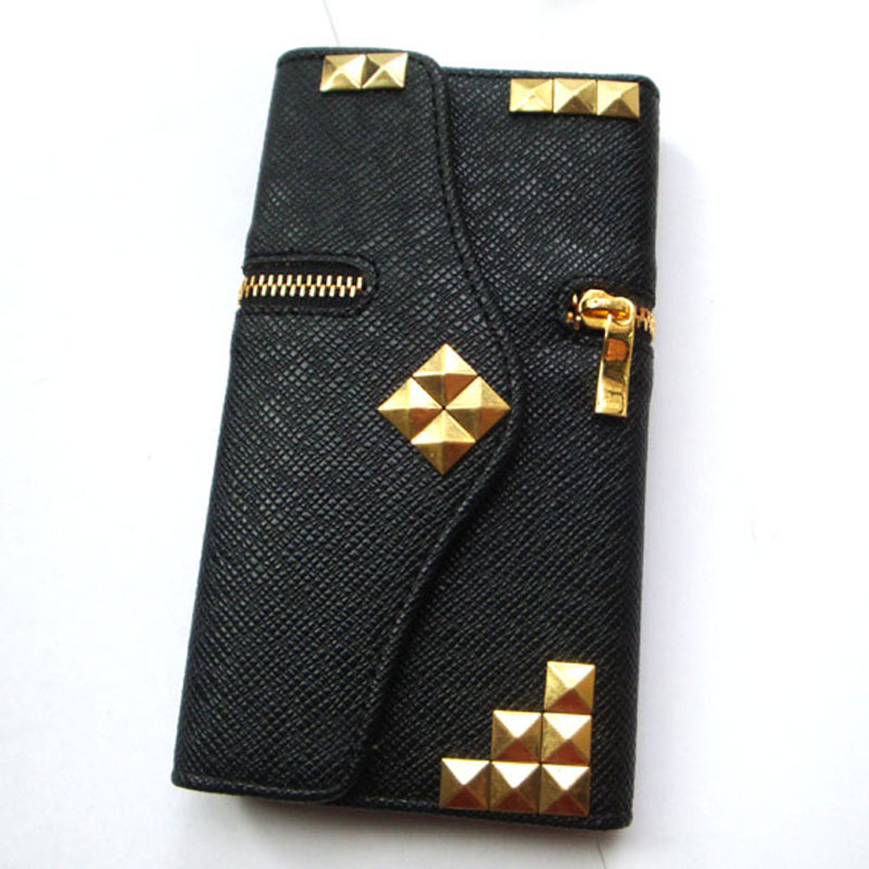Studde Gold Studs Punk Zipper Samsung Samsung Galaxy S5 Wallet Case,