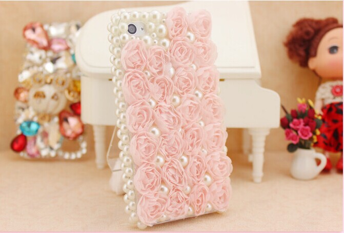 Lace Rose Flowers Pearl Case For Iphone 4 4s,iphone 5 5s ,iphone 5c,iphone 6 Case,iphone 6 Plus Case,samsung Galxy S3 Case,samsung Galaxy S4
