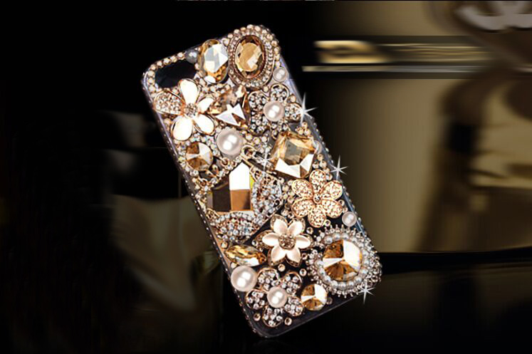 Iphone 6 Plus Case, Samsung Galaxy Note 2 Case,samsung Galaxy Note 3 Case,luxury Champagne Gemstone Pearl Phone Case Cover Custom Handmade Item