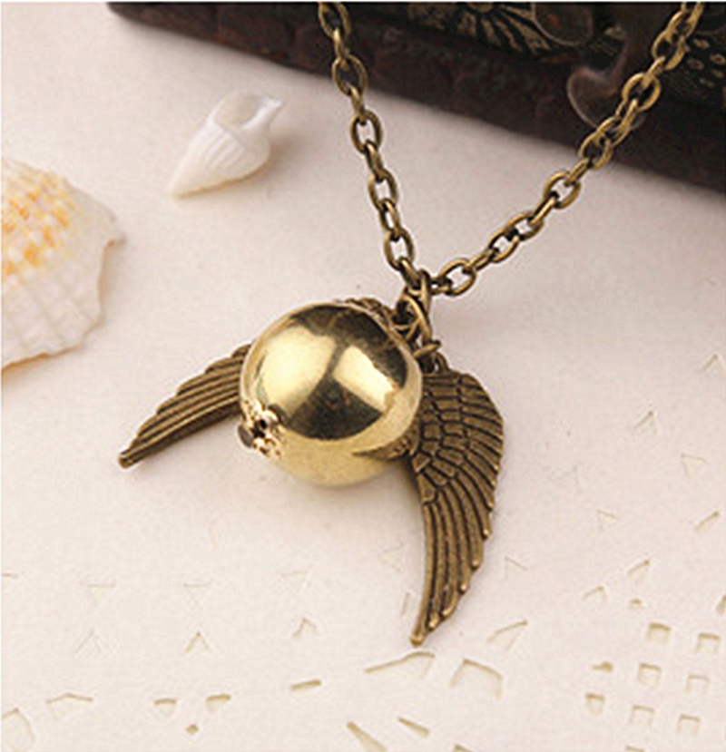 Handmade Harry Potter Snitch Golden Ball Wing Necklace on Luulla